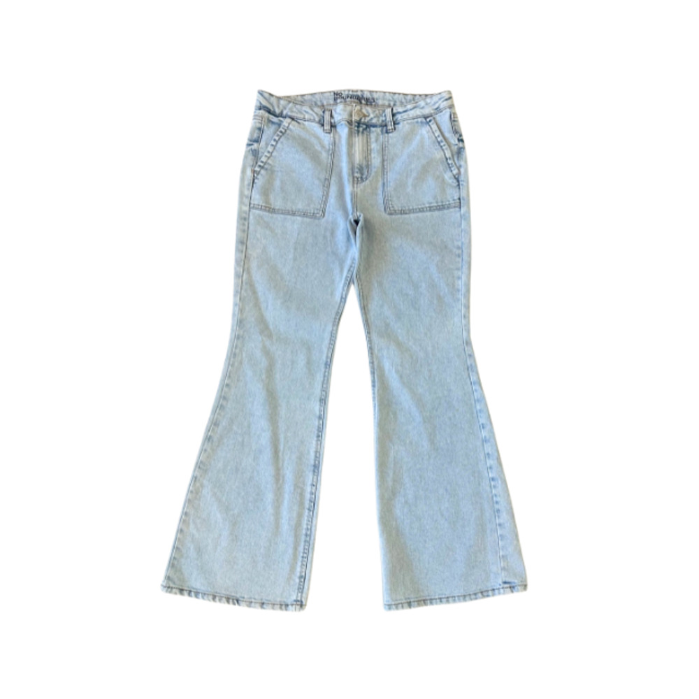 No Boundaries Jeans Flare Wide Leg High Rise Denim Blue Women’s Size 10